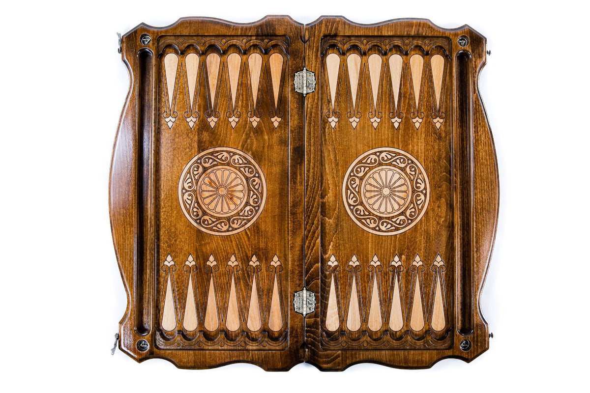 Handmade Wooden Two-Sided Backgammon Set with Octagram, 60 cm - photo 8