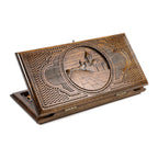 Backgammon Set with Geghard Monastery, 40 cm – handmade wooden nardi board by Hrachya Ohanyan