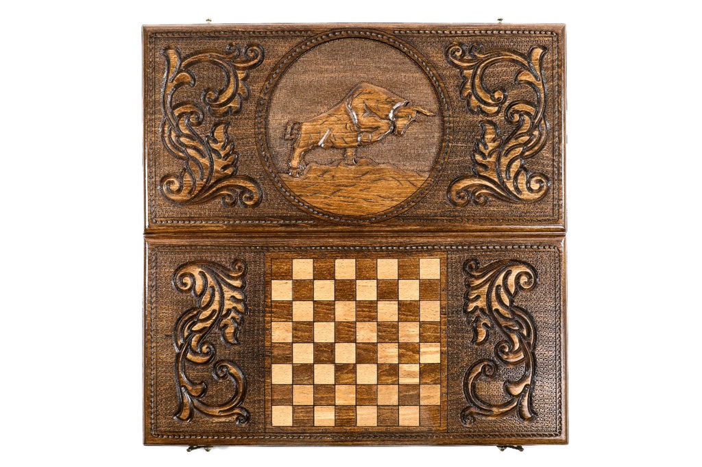 Handmade Wooden Backgammon Set with Bull, 60 cm - photo 11