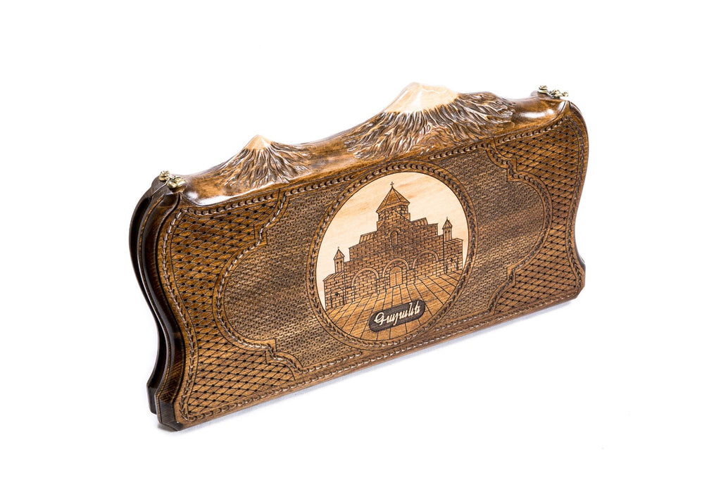 Handmade Wooden Backgammon Set with Church of St. Gayane and Ararat Outline, 50 cm - photo 6