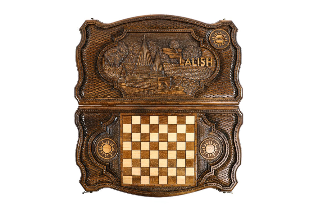 Handmade Wooden Backgammon Set with Lalesh Temple, 60 cm - photo 11