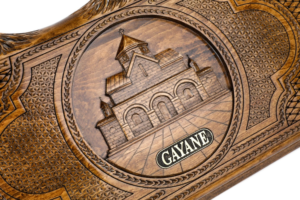 Handmade Wooden Backgammon Set with Church of St. Gayane and Ararat Outline, 50 cm - photo 2