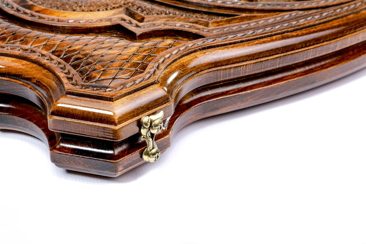 Handmade Wooden Two-Sided Backgammon Set with Georgian Coat of Arms, 60 cm - photo 7