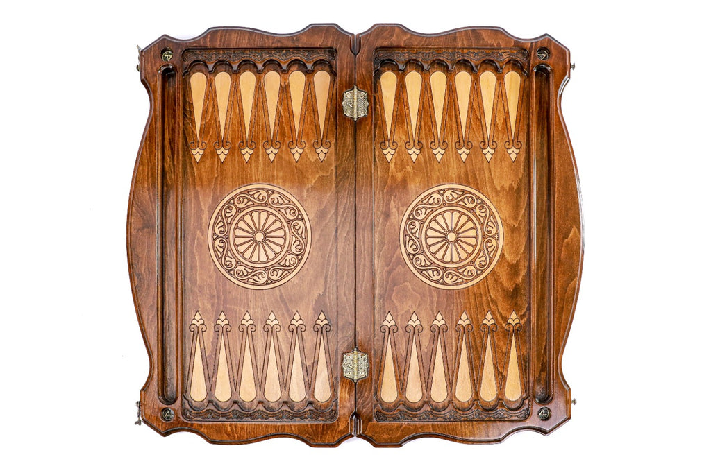 Handmade Wooden Two-Sided Backgammon Set with Georgian Coat of Arms, 60 cm - photo 11