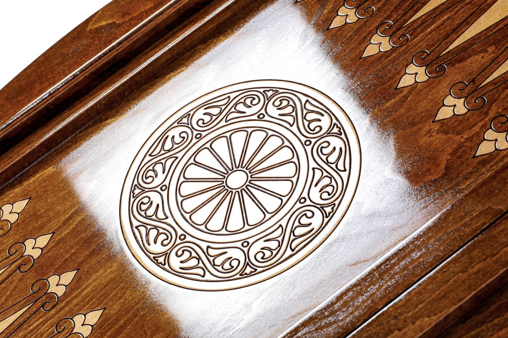 Handmade Wooden Two-Sided Backgammon Set with Georgian Coat of Arms, 60 cm - photo 12
