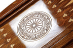 Handmade Wooden Two-Sided Backgammon Set with Georgian Coat of Arms, 60 cm - photo 12