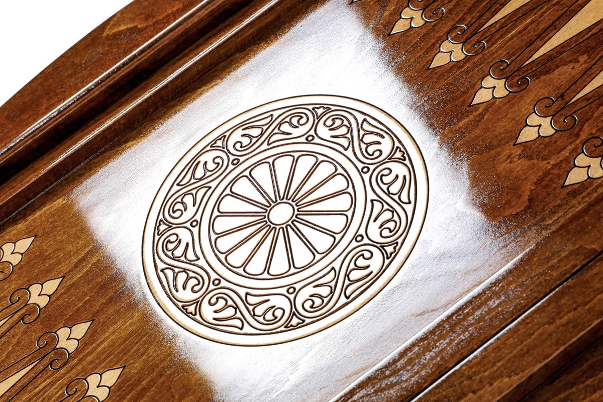 Handmade Wooden Two-Sided Backgammon Set with Georgian Coat of Arms, 60 cm - photo 12