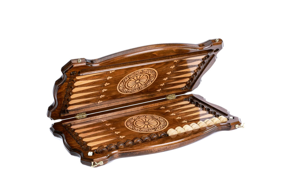 Handmade Wooden Two-Sided Backgammon Set with Armenian and Argentine Coats of Arms, 60 cm - photo 5