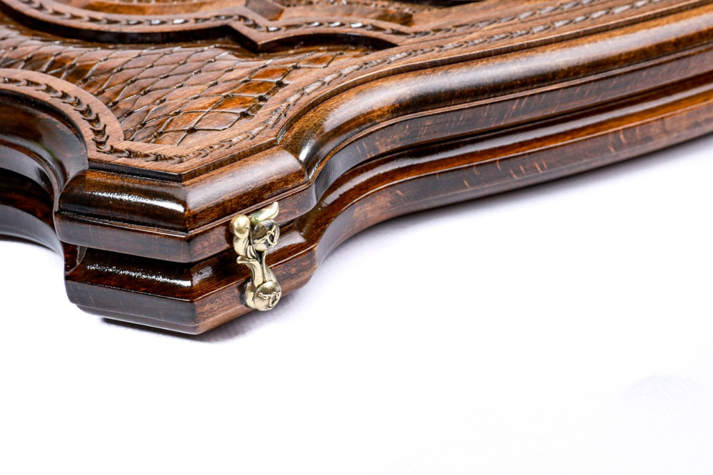 Handmade Wooden Two-Sided Backgammon Set with Armenian and Argentine Coats of Arms, 60 cm - photo 10