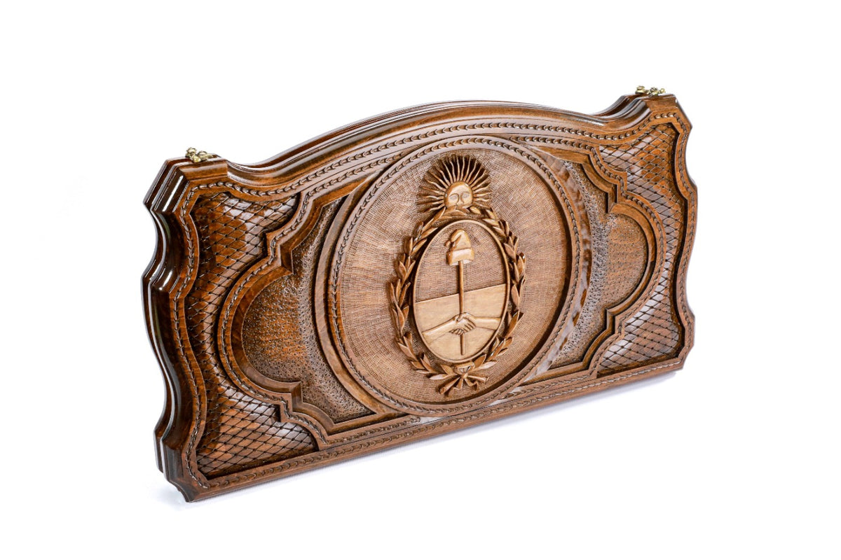 Handmade Wooden Two-Sided Backgammon Set with Armenian and Argentine Coats of Arms, 60 cm - photo 6