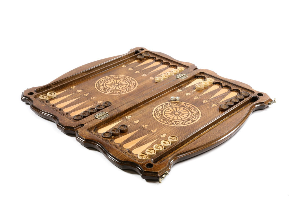 Handmade Wooden Backgammon Set with Ossetia Coat of Arms, 60 cm - photo 3