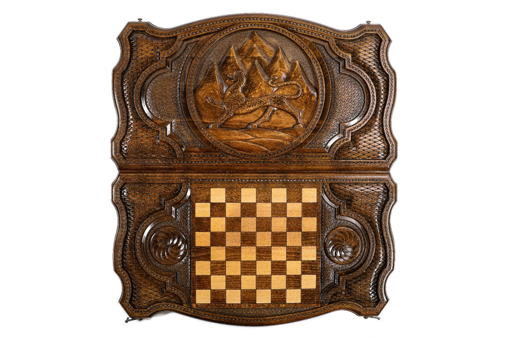 Handmade Wooden Backgammon Set with Ossetia Coat of Arms, 60 cm - photo 12