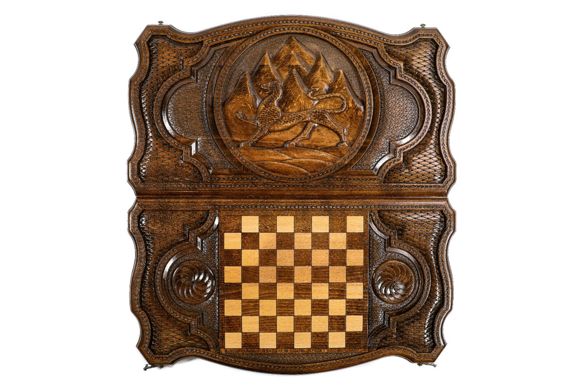 Handmade Wooden Backgammon Set with Ossetia Coat of Arms, 60 cm - photo 12