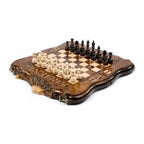 Chess & Backgammon Set with Ararat Outline, 30 cm – handmade wooden chess and nardi set by Hrachya Ohanyan