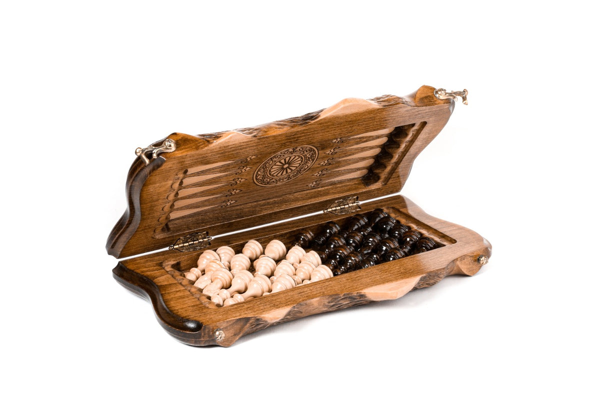 Juego de ajedrez y backgammon con silueta del Ararat, 30 cm – foto 7