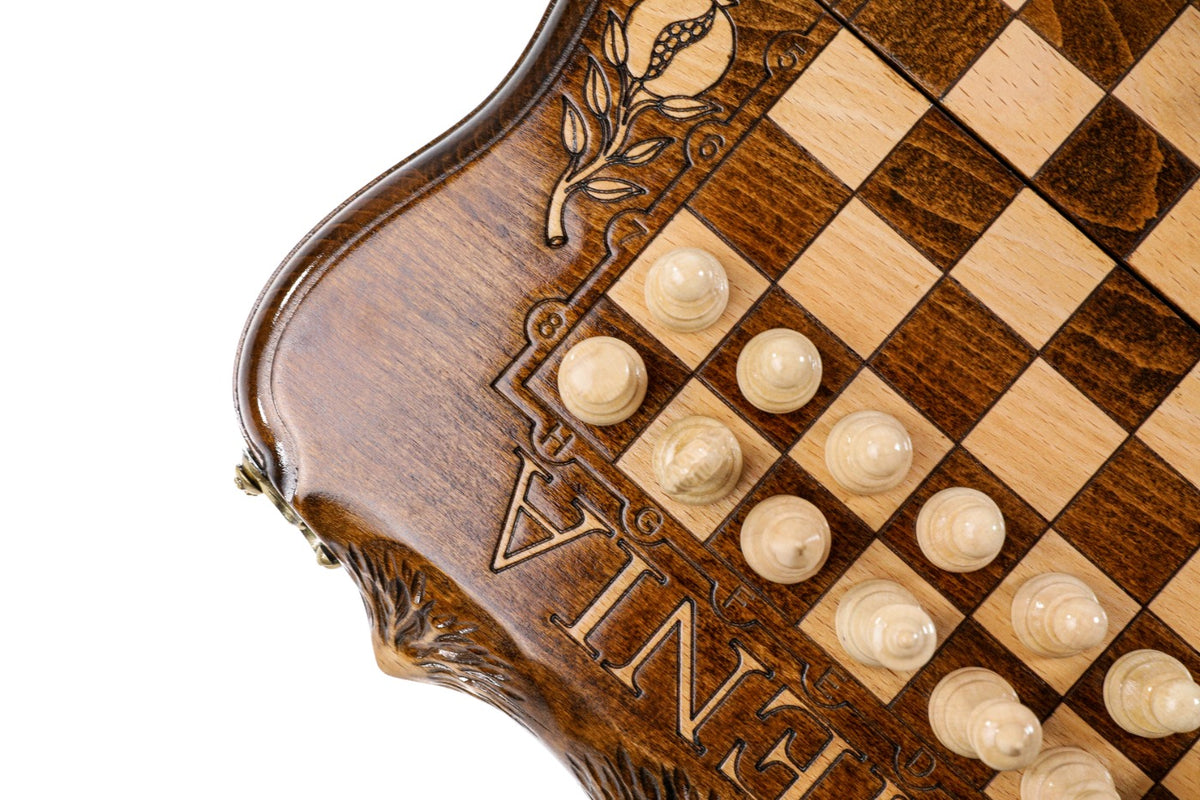 Juego de ajedrez y backgammon con silueta del Ararat, 30 cm – foto 12