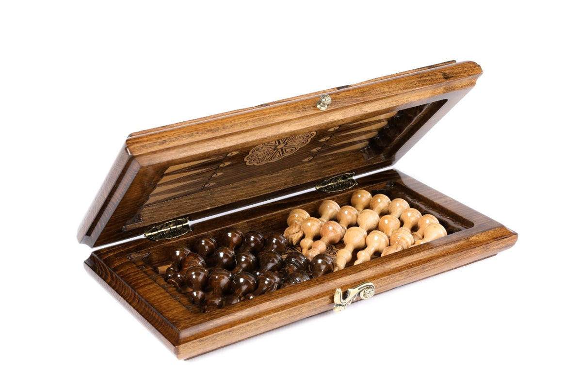 Handmade Wooden Chess and Backgammon Set with Armenian Ornament, 30 cm - photo 6