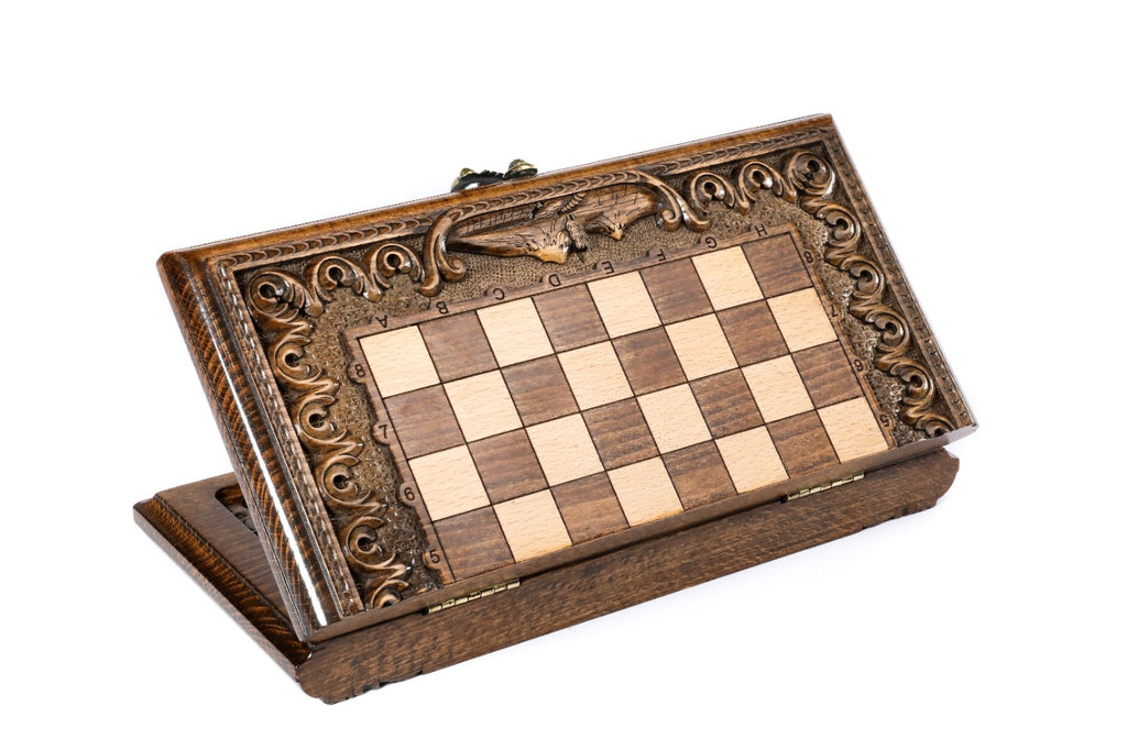 Handmade Wooden Chess and Backgammon Set with Armenian Ornament, 30 cm - photo 4