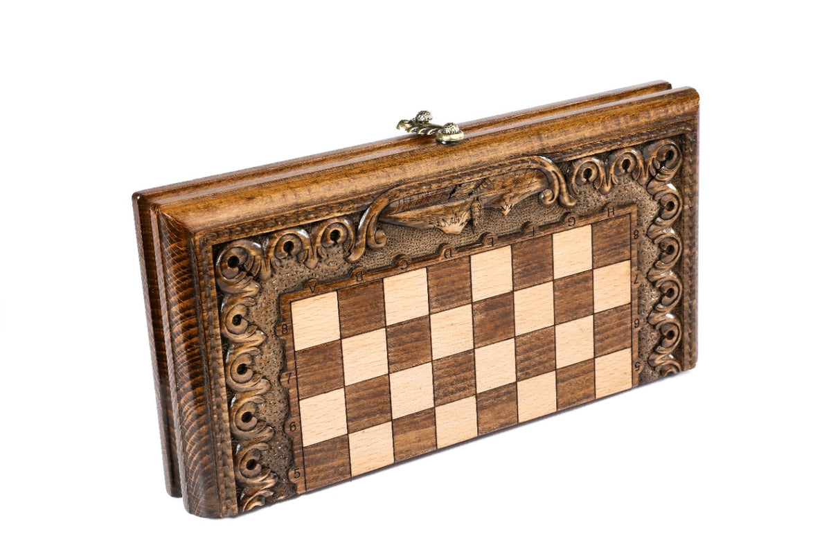 Handmade Wooden Chess and Backgammon Set with Armenian Ornament, 30 cm - photo 7