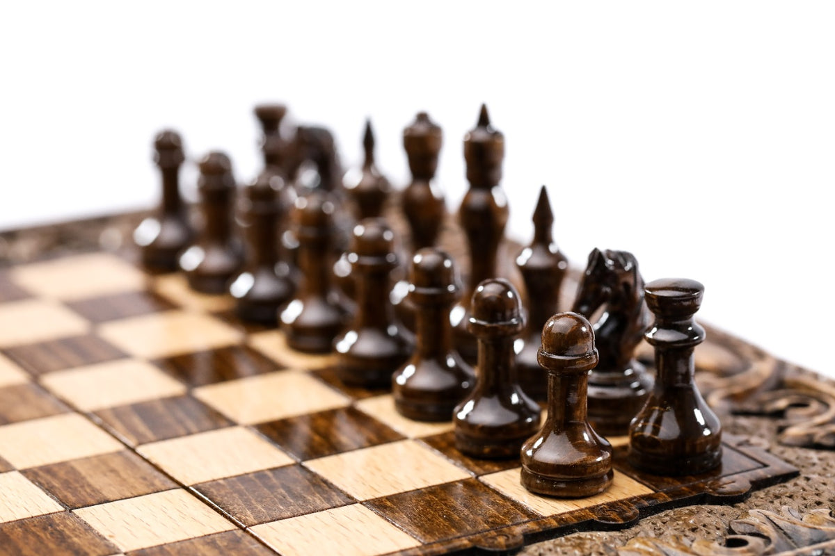 Handmade Wooden Chess and Backgammon Set with Armenian Ornament, 30 cm - photo 8