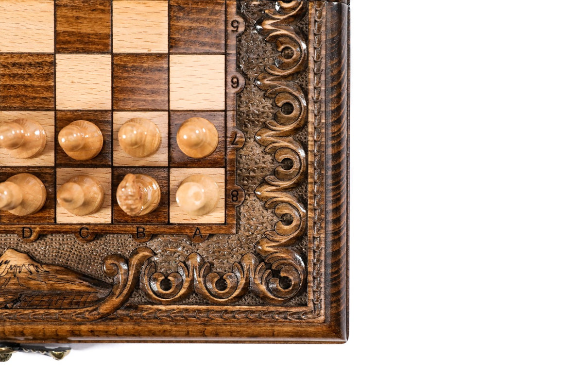 Handmade Wooden Chess and Backgammon Set with Armenian Ornament, 30 cm - photo 9