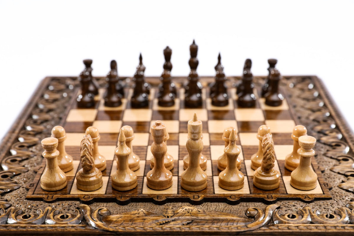 Handmade Wooden Chess and Backgammon Set with Armenian Ornament, 30 cm - photo 5