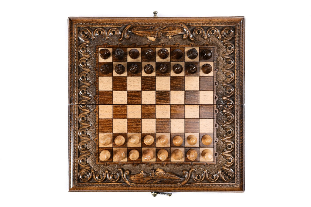 Handmade Wooden Chess and Backgammon Set with Armenian Ornament, 30 cm - photo 11