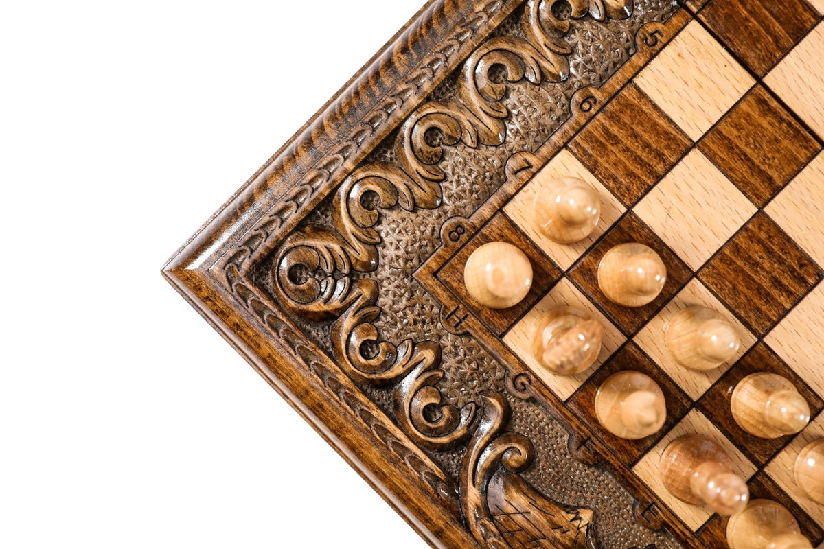 Handmade Wooden Chess and Backgammon Set with Armenian Ornament, 30 cm - photo 12
