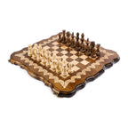 Handmade Wooden Chess Set with Contour Outline, 50 cm