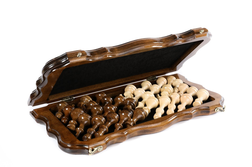 Handmade Wooden Chess Set with Contour Outline, 50 cm - photo 3