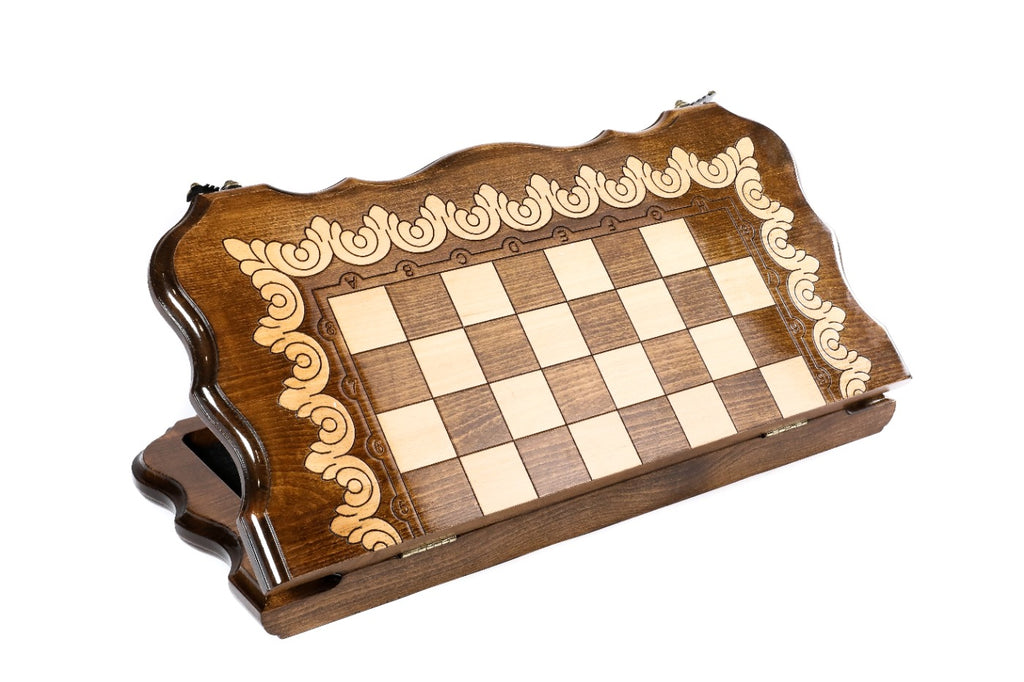 Handmade Wooden Chess Set with Contour Outline, 50 cm - photo 4
