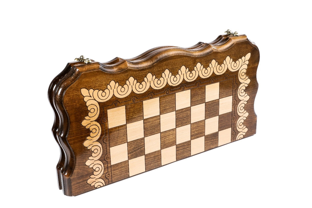 Handmade Wooden Chess Set with Contour Outline, 50 cm - photo 6