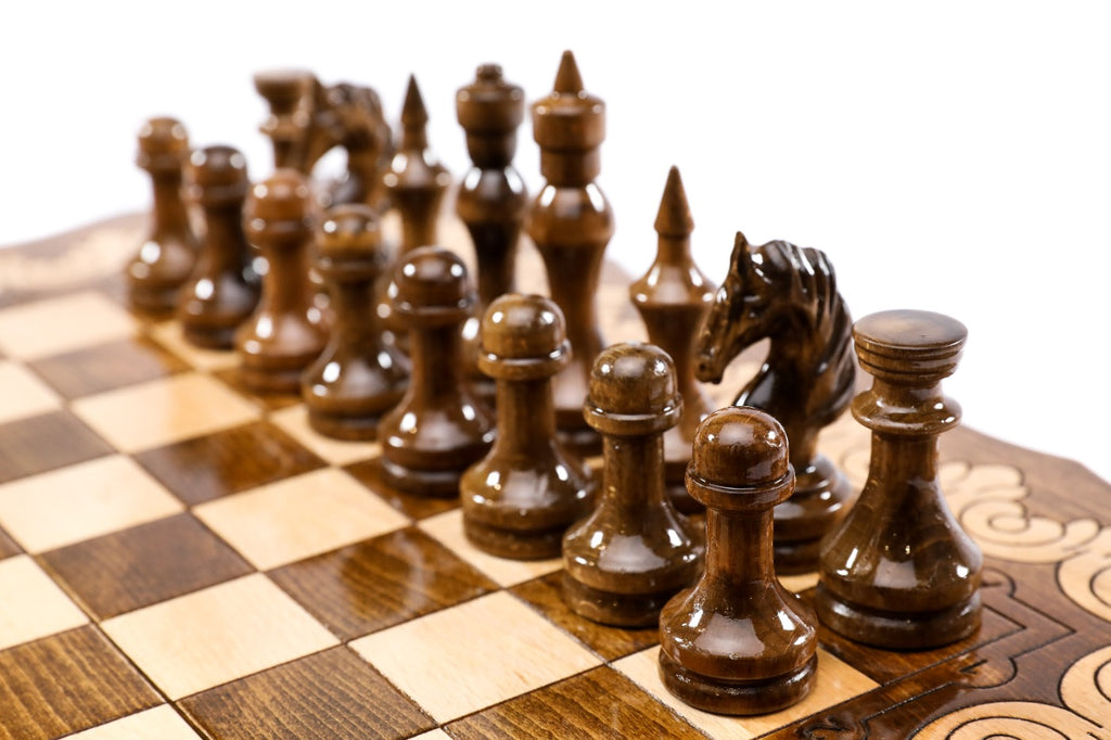 Handmade Wooden Chess Set with Contour Outline, 50 cm - photo 7