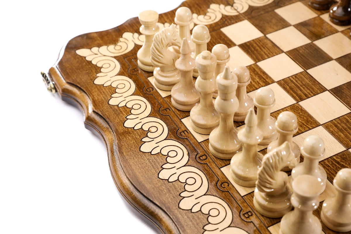 Handmade Wooden Chess Set with Contour Outline, 50 cm - photo 8