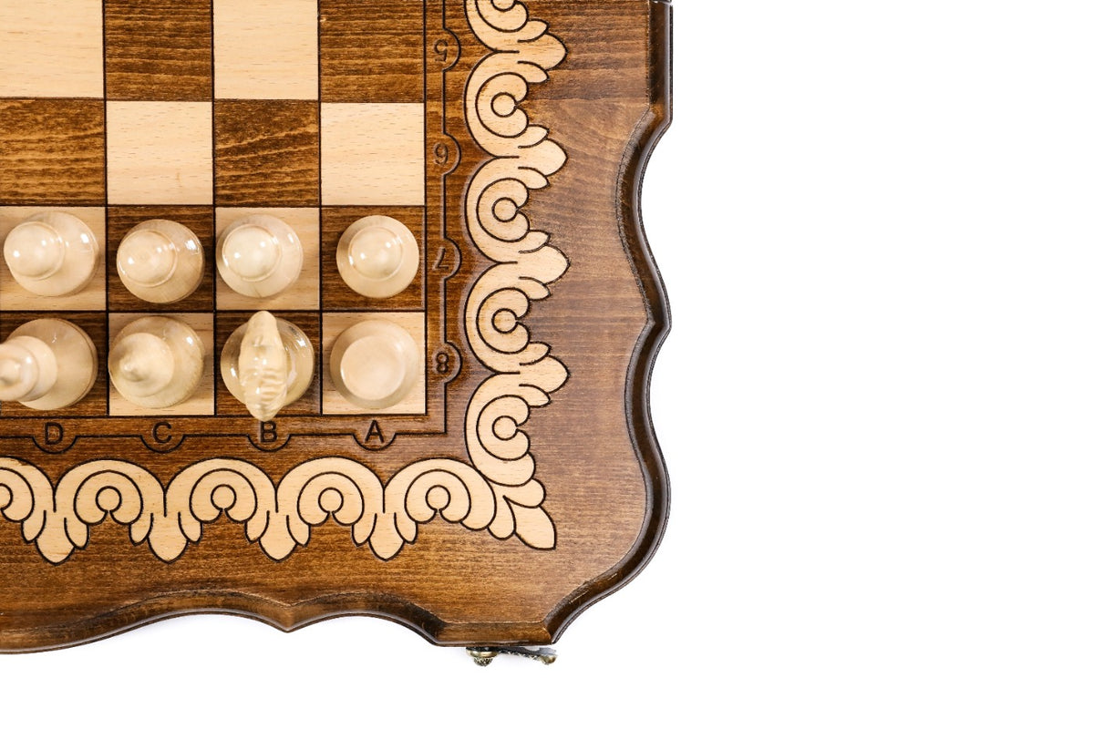 Handmade Wooden Chess Set with Contour Outline, 50 cm - photo 9