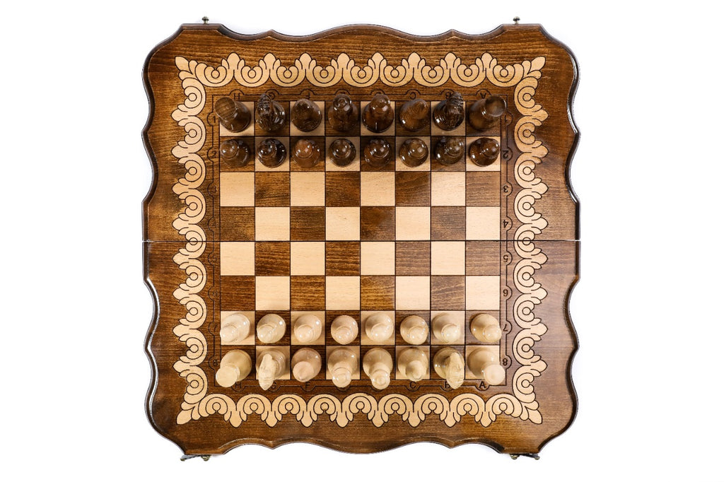 Handmade Wooden Chess Set with Contour Outline, 50 cm - photo 10