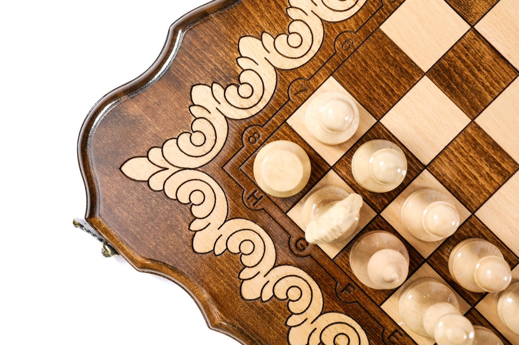 Handmade Wooden Chess Set with Contour Outline, 50 cm - photo 11