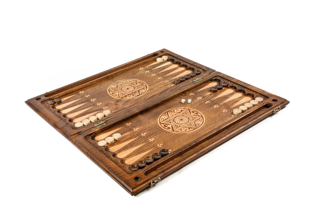 Handmade Wooden Two-Sided Backgammon Set with Gandzasar and Cross, 70 cm - photo 5