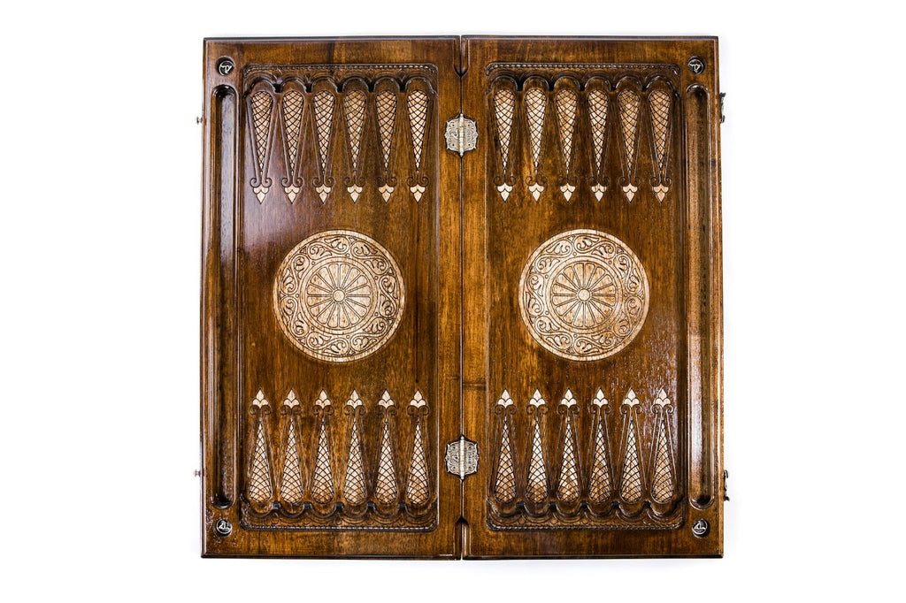 Handmade Walnut Backgammon Set with Garni Temple, 60 cm - photo 9