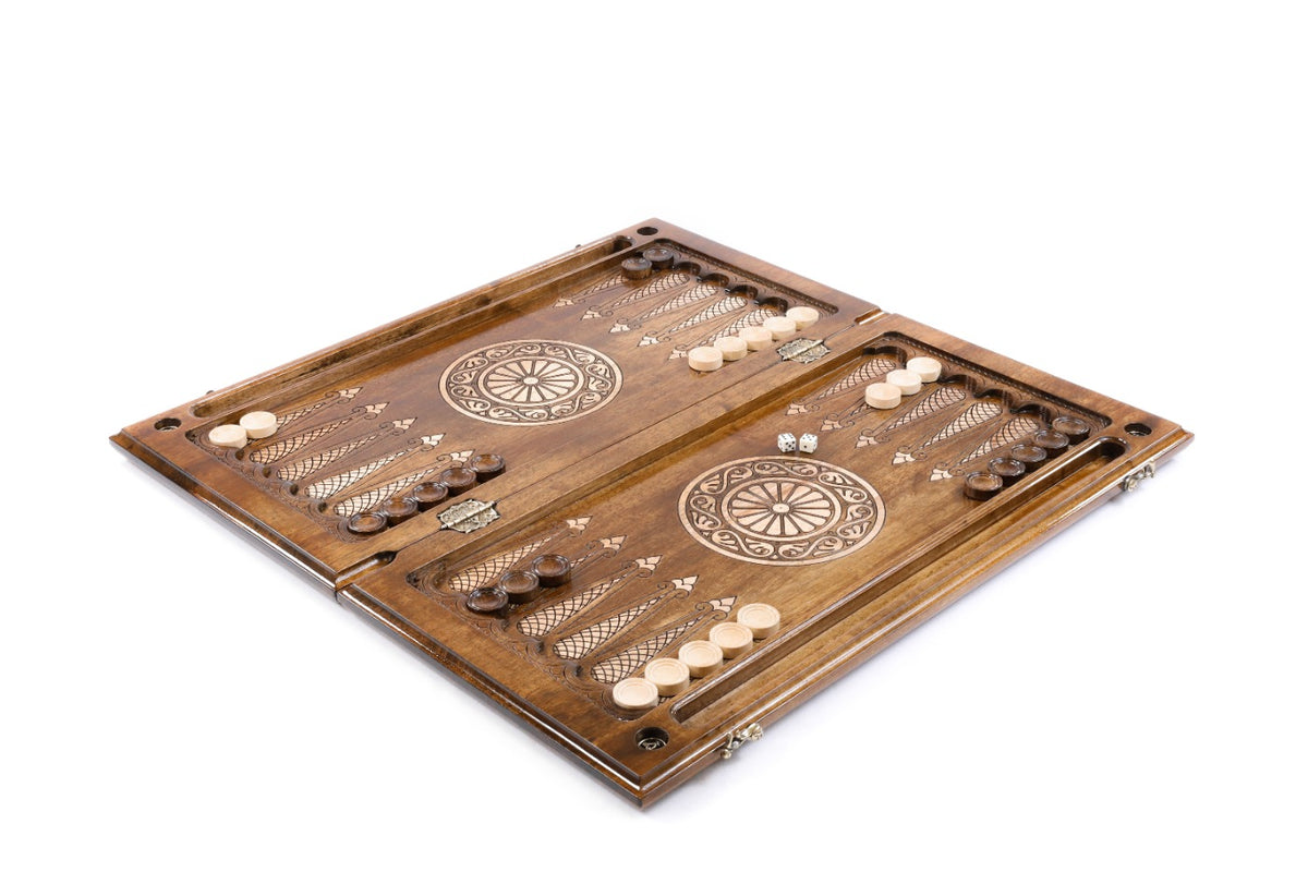 Handmade Walnut Backgammon Set with Artsakh Monument, 60 cm - photo 3