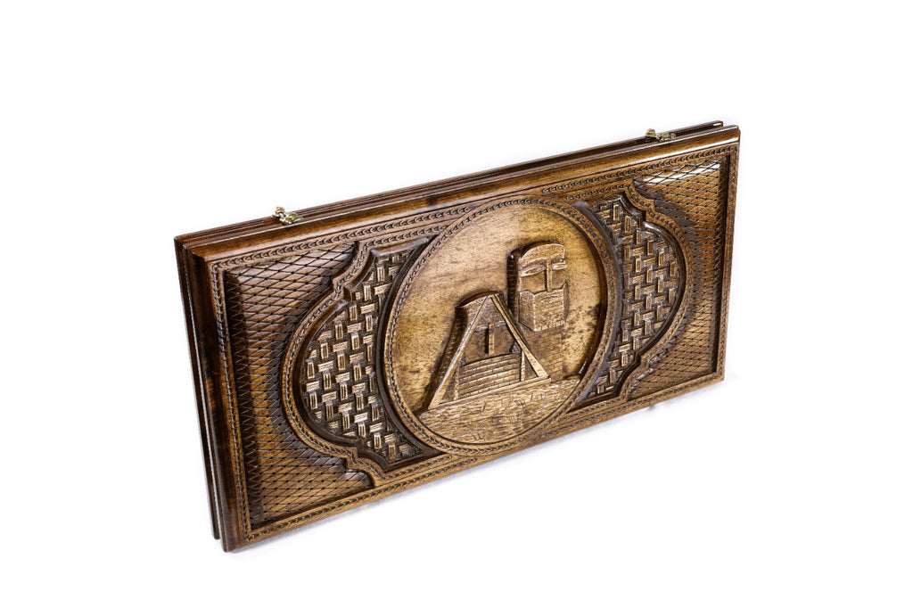 Handmade Walnut Backgammon Set with Artsakh Monument, 60 cm - photo 6