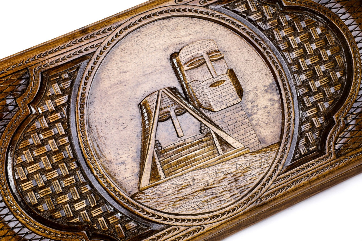 Handmade Walnut Backgammon Set with Artsakh Monument, 60 cm - photo 2