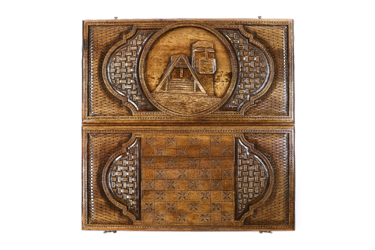 Handmade Walnut Backgammon Set with Artsakh Monument, 60 cm - photo 4