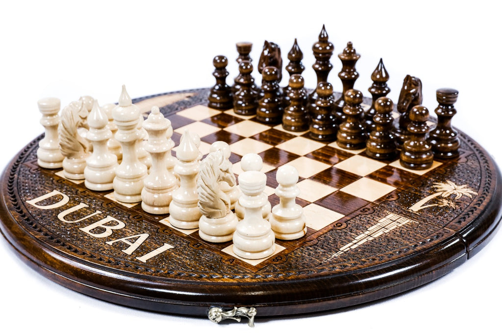 Handmade Wooden Circular Chess Set with Dubai Edition, 40 cm - photo 2