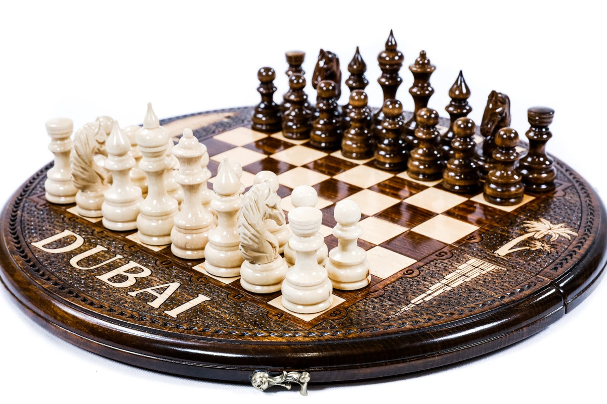 Handmade Wooden Circular Chess Set with Dubai Edition, 40 cm - photo 2