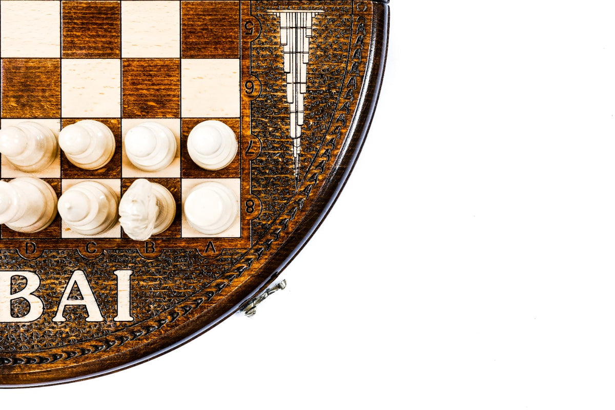 Handmade Wooden Circular Chess Set with Dubai Edition, 40 cm - photo 7