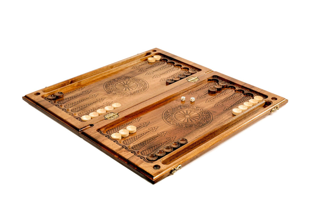 Handmade Walnut Backgammon Set, Classic Board, 60 cm - photo 3
