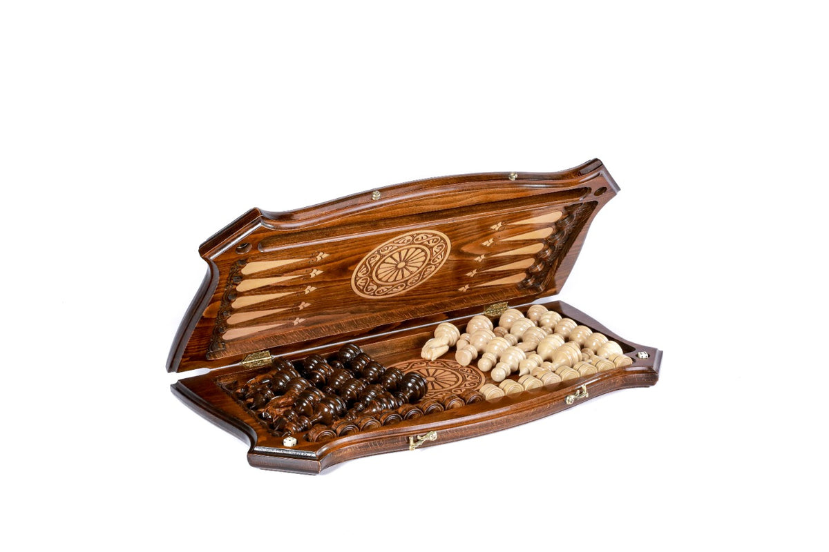 Handmade Wooden Chess and Backgammon Set with Contour Outline, 60 cm - photo 7