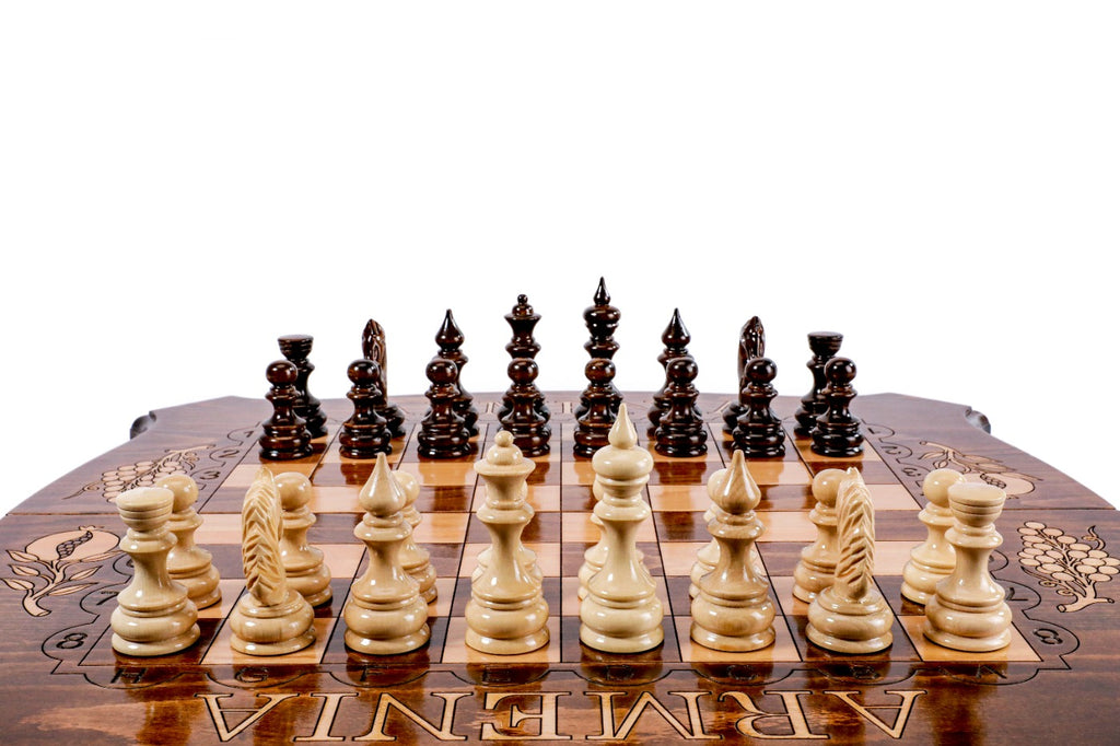 Handmade Wooden Chess and Backgammon Set with Contour Outline, 60 cm - photo 5
