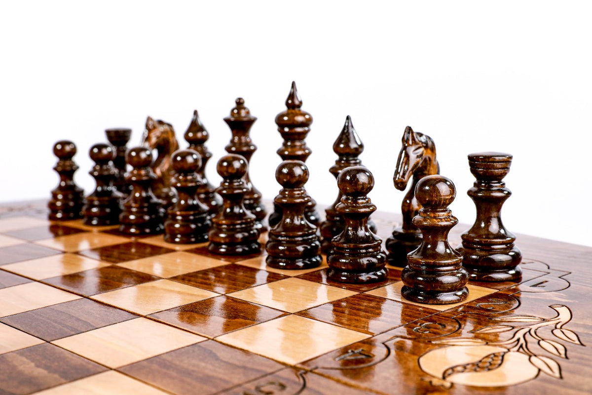 Handmade Wooden Chess and Backgammon Set with Contour Outline, 60 cm - photo 8